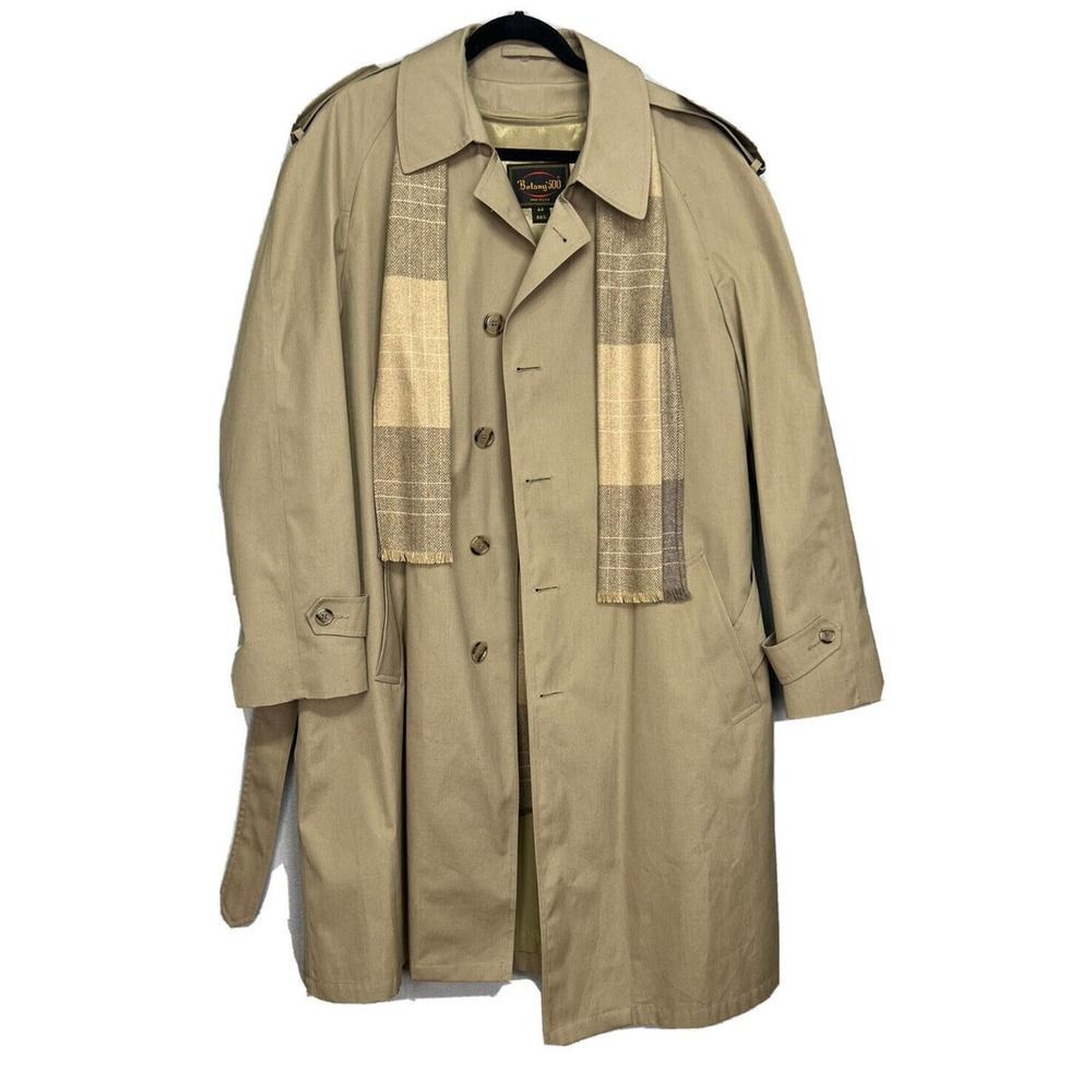 Vintage Botany 500 Tan Long Sleeve Button-Up Trench Coat Men’s~ Size 44